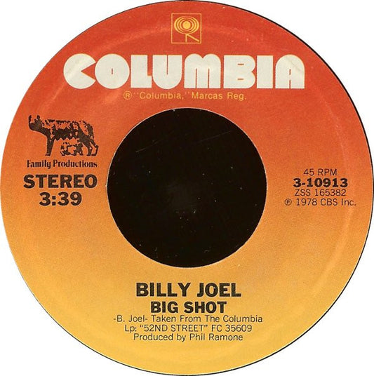 Billy Joel : Big Shot (7", Single, Styrene, Pit)
