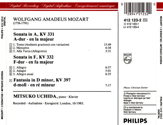 Wolfgang Amadeus Mozart, Mitsuko Uchida : 2 Sonatas = 2 Sonaten KV 331 "Alla Turca"/KV 332 · Fantasie KV 397 (CD, Pol)