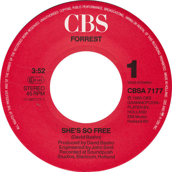 Forrest : She's So Free (7", Single)