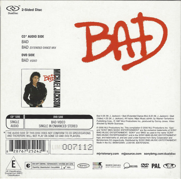 Michael Jackson : Bad (Hybrid, DualDisc, Single, Ltd, Num, PAL)