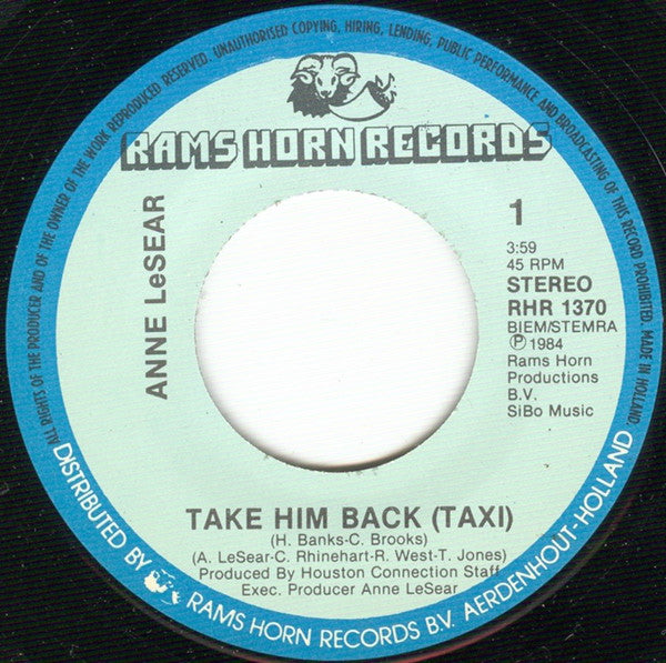 Anne LeSear : Take Him Back Taxi (7")