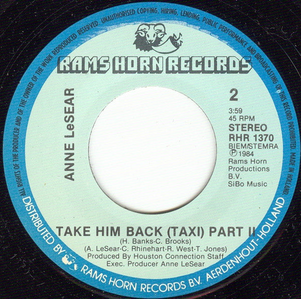 Anne LeSear : Take Him Back Taxi (7")
