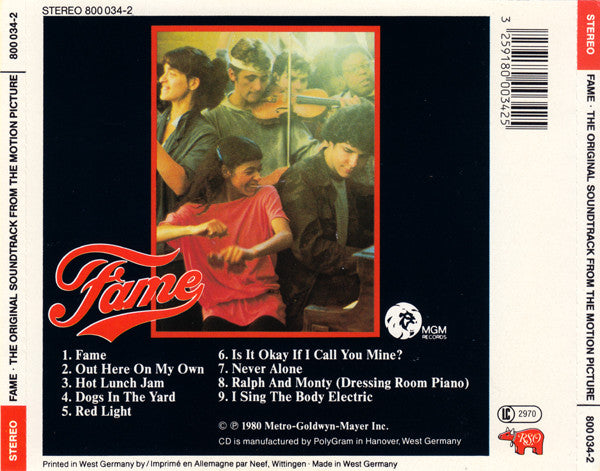 Various : Fame - The Original Soundtrack From The Motion Picture (CD, Album, RE, Red)