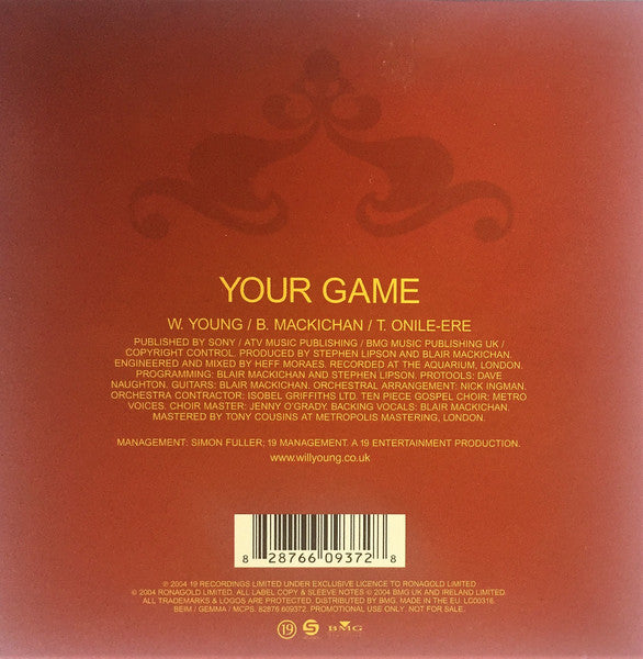 Will Young : Your Game (CD, Single, Promo, Car)