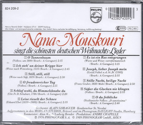 Nana Mouskouri : Nana Mouskouri Singt Die Schönsten Deutschen Weihnachtslieder (CD, Album, RE)
