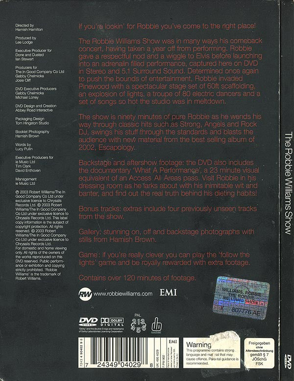 Robbie Williams : The Robbie Williams Show (DVD-V, PAL)