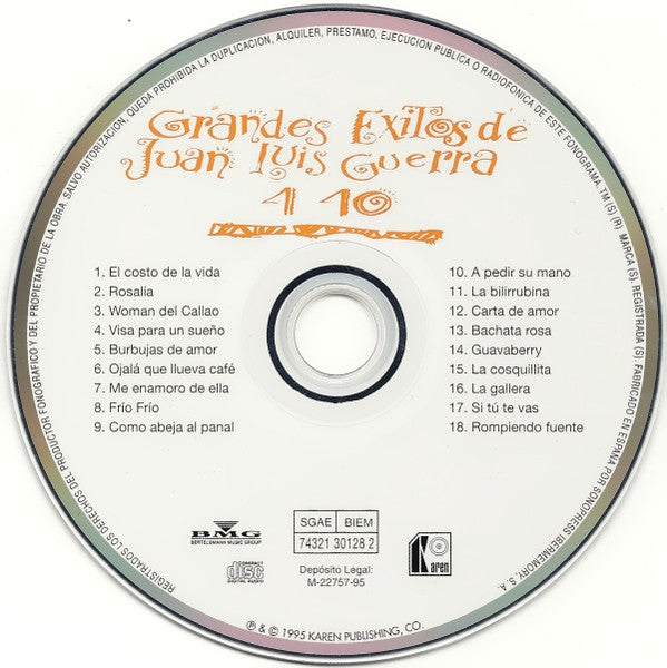 Juan Luis Guerra 4 40* : Grandes Éxitos De Juan Luis Guerra 4 40 (CD, Comp)