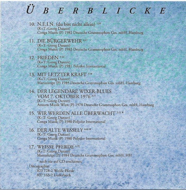 Georg Danzer : Überblicke (CD, Comp, PMD)