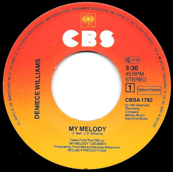 Deniece Williams : My Melody (7", Single)