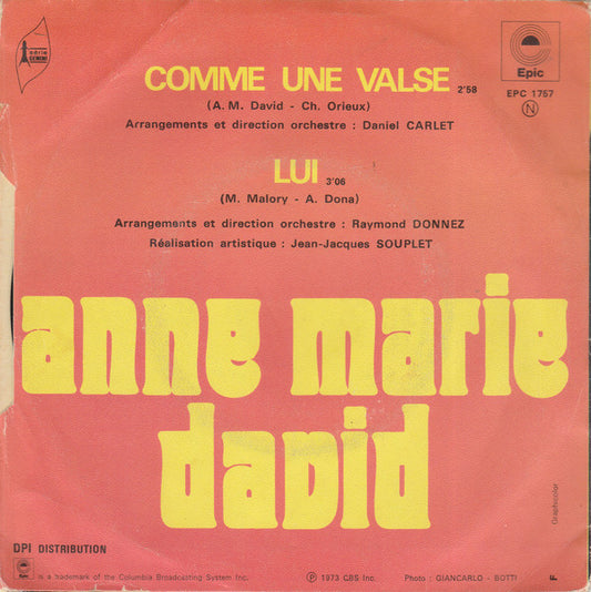 Anne-Marie David : Comme Une Valse / Lui (7", Single)