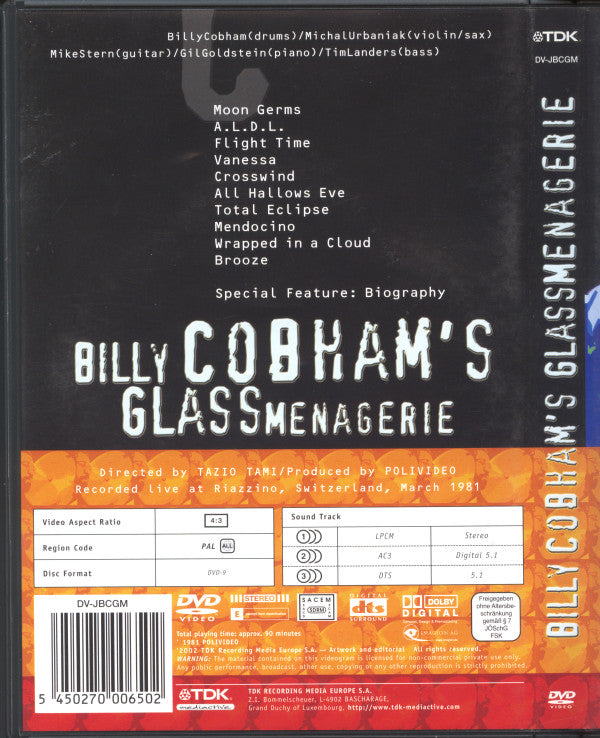 Billy Cobham's Glass Menagerie − Mike Stern / Michał Urbaniak / Gil Goldstein / Tim Landers : Billy Cobham's Glass Menagerie (DVD-V, PAL, dts)