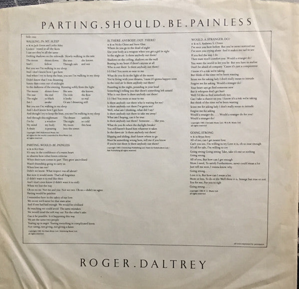 Roger Daltrey : Parting Should Be Painless (LP, Album)
