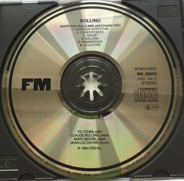 Claude Bolling, Yo-Yo Ma : Bolling Suite For Cello & Jazz Piano Trio (CD, Album)