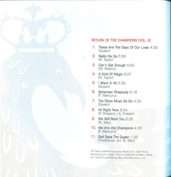 Queen + Paul Rodgers : Return Of The Champions Vol.1 (CD, Album, RE, RM, Dig)