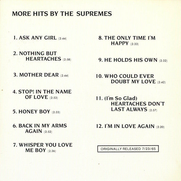 The Supremes : More Hits By The Supremes / The Supremes Sing Holland-Dozier-Holland (CD, Comp)