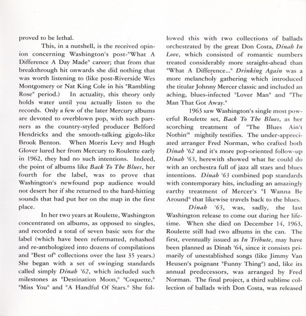 Dinah Washington : Jazz Profile: Dinah Washington (CD, Comp)