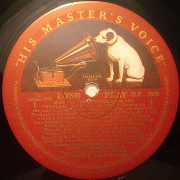 The Choir Of The Temple Church / Leon Goossens / George Thalben-Ball : Music Of The Service (LP, Mono)