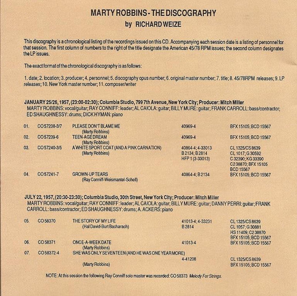 Marty Robbins & Ray Conniff : The Story Of My Life - The Marty Robbins / Ray Conniff Recordings (Rockin' Rollin' Robbins Vol. 2) (CD, Comp)