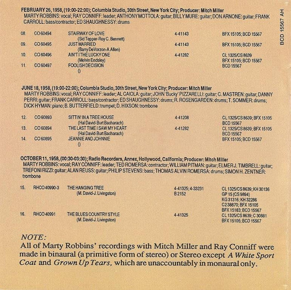 Marty Robbins & Ray Conniff : The Story Of My Life - The Marty Robbins / Ray Conniff Recordings (Rockin' Rollin' Robbins Vol. 2) (CD, Comp)