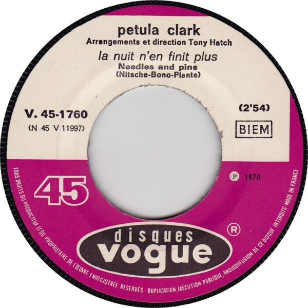 Petula Clark : La Nuit N'en Finit Plus (7", Single)