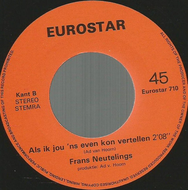 Frans Neutelings : Als De Avond Valt (7", Single)