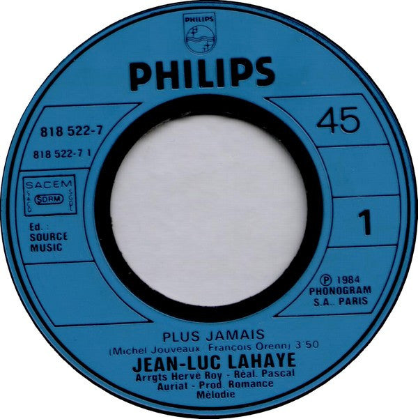 Jean-Luc Lahaye : Plus Jamais (7", Single)
