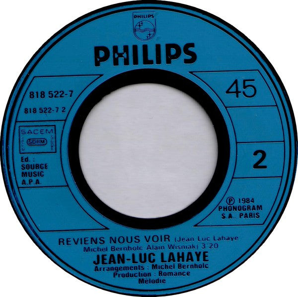 Jean-Luc Lahaye : Plus Jamais (7", Single)