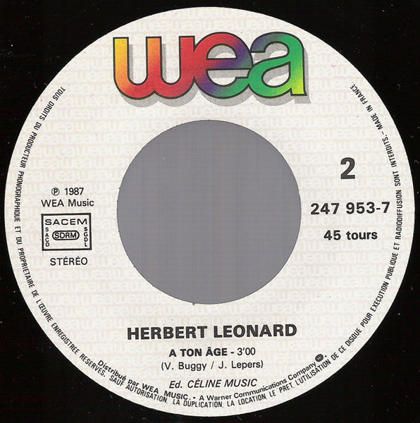 Herbert Léonard : Tu Ne Pourras Plus Jamais M'Oublier (7", Single)