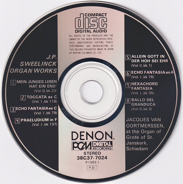 Jan Pieterszoon Sweelinck, Jacques Van Oortmerssen : Organ Works (CD, Album, RE)