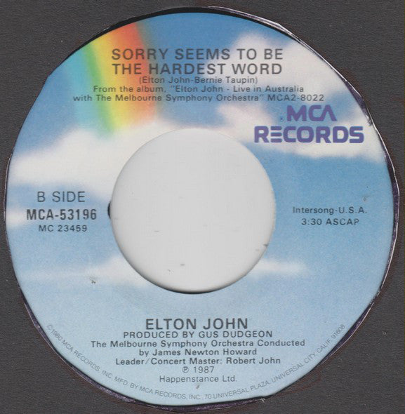 Elton John : Candle In The Wind (7", Single, Yel)