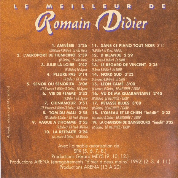 Romain Didier : Le Meilleur De Romain Didier (CD, Comp)