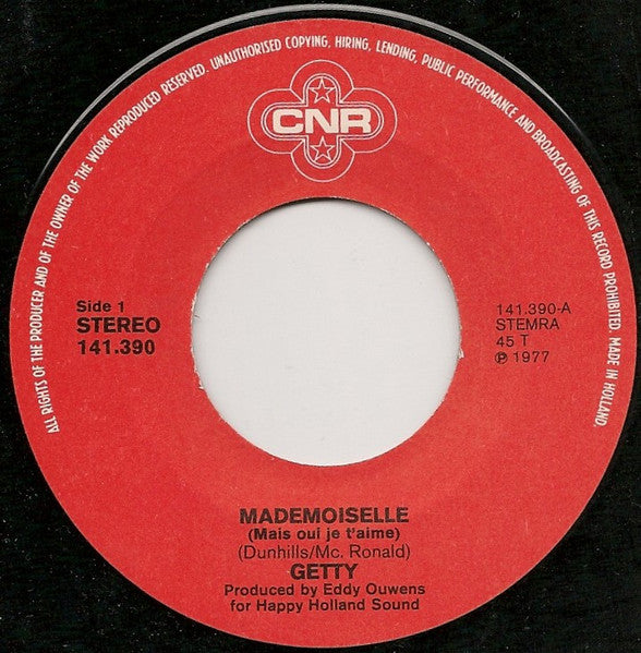 Getty Kaspers : Mademoiselle (7", Single)