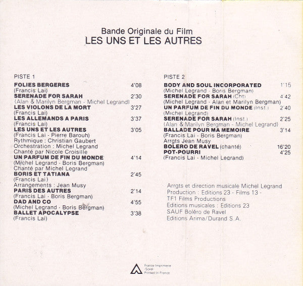 Francis Lai & Michel Legrand : Les Uns Et Les Autres (Bande Originale Du Film) (Cass, Album, Dou)