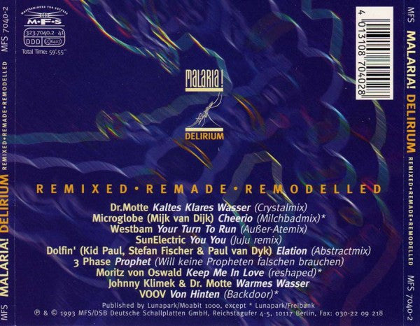 Malaria! : Delirium (Remixed • Remade • Remodelled) (CD, Album)