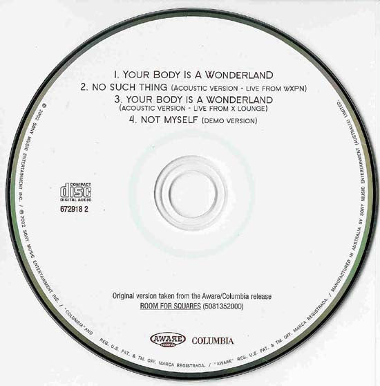 John Mayer : Your Body Is A Wonderland (CD, Maxi)