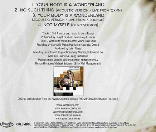 John Mayer : Your Body Is A Wonderland (CD, Maxi)