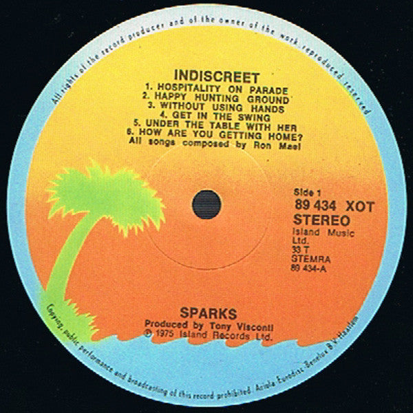 Sparks : Indiscreet (LP, Album, Gat)