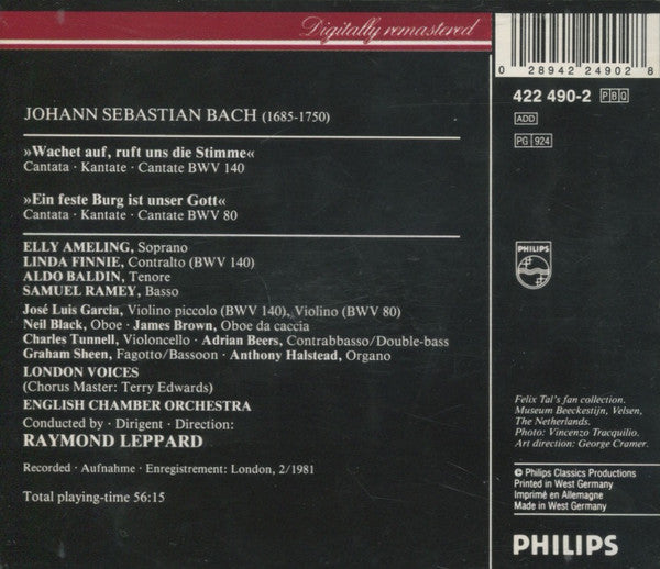 Johann Sebastian Bach, Elly Ameling • Linda Finnie • Aldo Baldin • Samuel Ramey, English Chamber Orchestra, Raymond Leppard : Cantatas • Kantaten «Wachet Auf, Ruft Uns Die Stimme» BWV 140 / «Ein Feste Burg Ist Unser Gott» BWV 80 (CD, Album, RM)