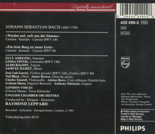 Johann Sebastian Bach, Elly Ameling • Linda Finnie • Aldo Baldin • Samuel Ramey, English Chamber Orchestra, Raymond Leppard : Cantatas • Kantaten «Wachet Auf, Ruft Uns Die Stimme» BWV 140 / «Ein Feste Burg Ist Unser Gott» BWV 80 (CD, Album, RM)