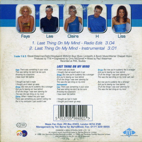 Steps : Last Thing On My Mind (CD, Single)