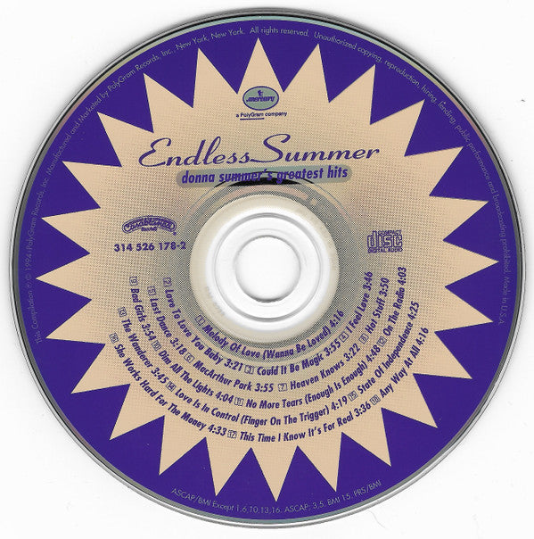 Donna Summer : Endless Summer Donna Summer's Greatest Hits (CD, Comp, RE)