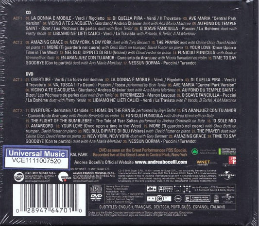 Andrea Bocelli : Concerto: One Night In Central Park (CD, Album + DVD-V, NTSC + Dlx, Har)