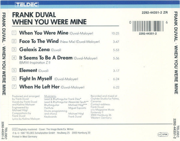 Frank Duval : When You Were Mine (CD, Album, RE)