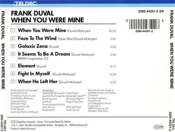 Frank Duval : When You Were Mine (CD, Album, RE)