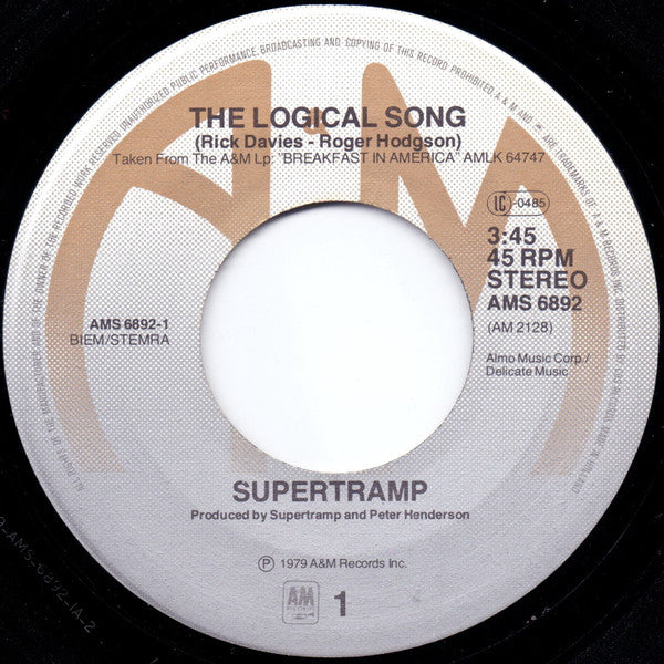 Supertramp : The Logical Song (7", Single)