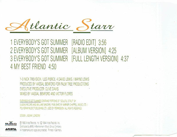 Atlantic Starr : Everybody's Got Summer (CD, Single)