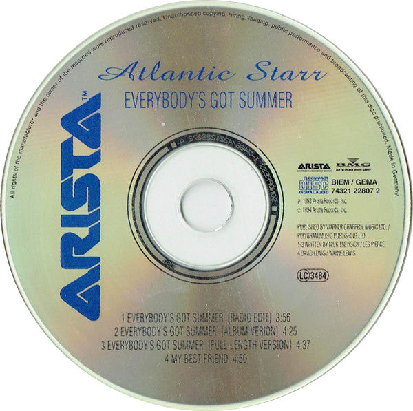 Atlantic Starr : Everybody's Got Summer (CD, Single)