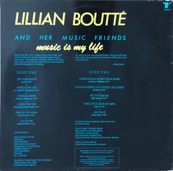 Lillian Boutté & Her Musical Friends : Music Is My Life (LP)
