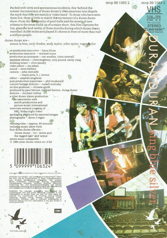 Duran Duran : Sing Blue Silver (VHS, Mono, PAL)