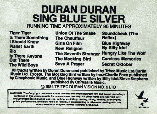 Duran Duran : Sing Blue Silver (VHS, Mono, PAL)